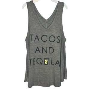 Zoe & Liv Size L Tacos and Tequila graphic tank top